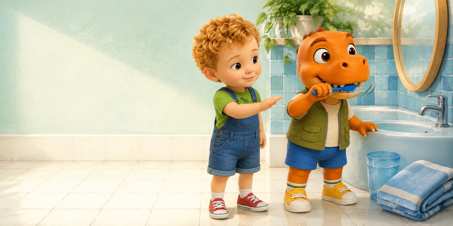Rex tried a very fast swish. “Slow and steady,” said Victor. “We can find every tooth.”