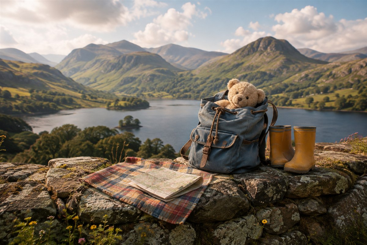 A favourite teddy ready for a family adventure